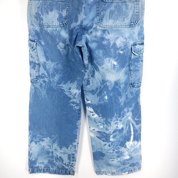 Scandia Woods Denim Cargo Utility Jeans 32S Blue Cotton Distressed Destroyed - Picture 4 of 8